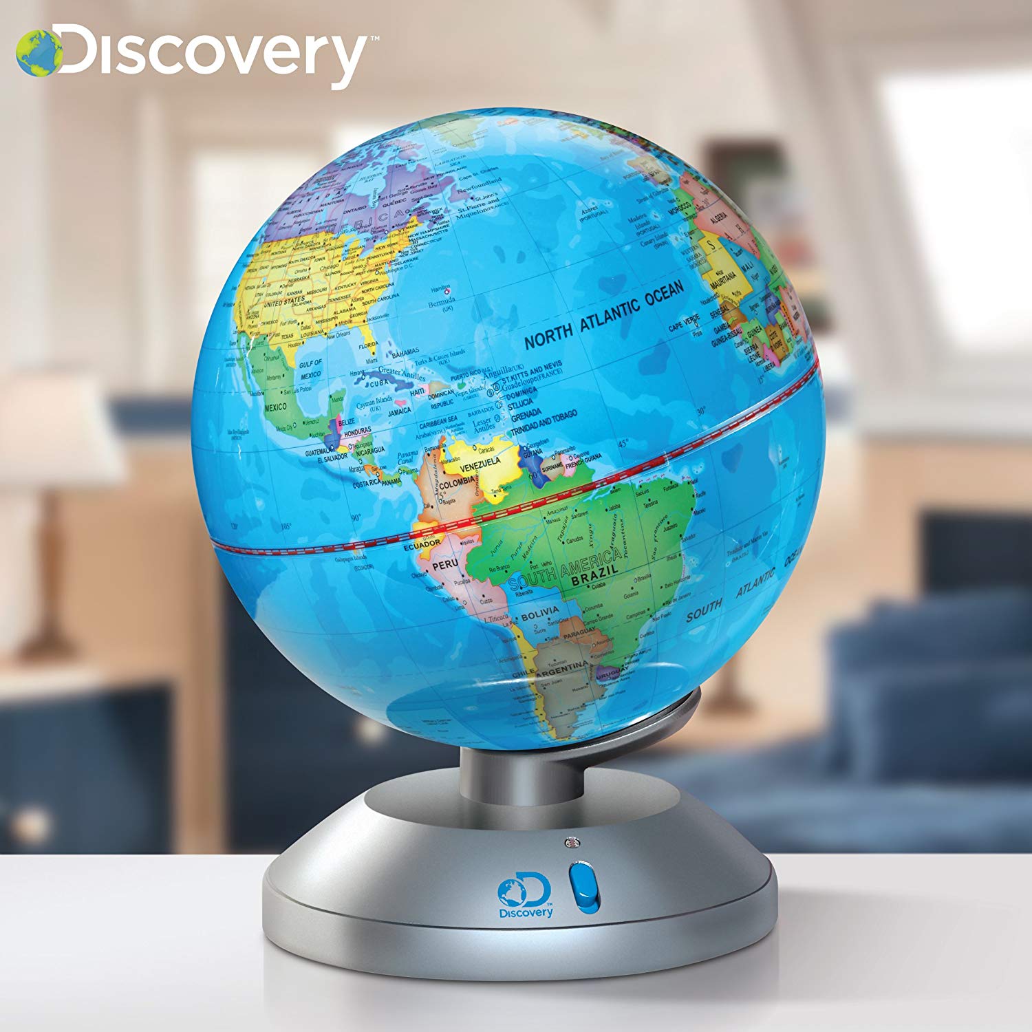 Discovery Kids 2-in-1 World Globe LED Lamp w/ Day & Night Modes, STEM ...