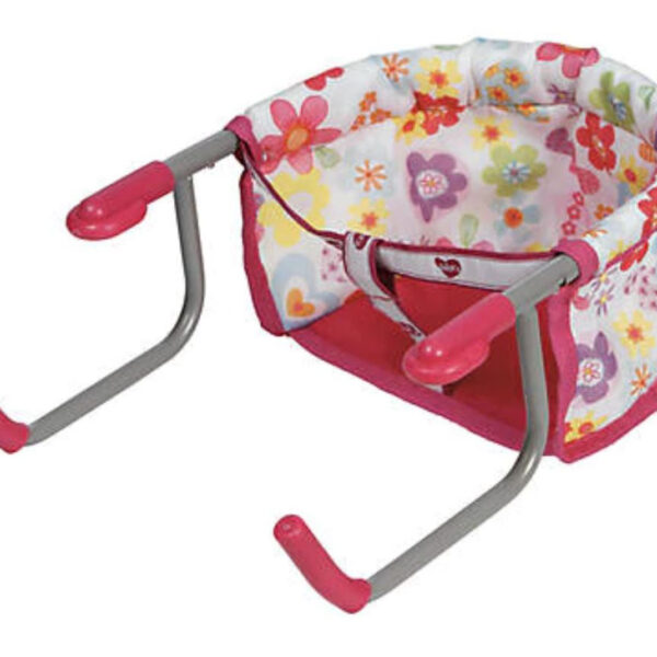 Adora Doll Accessories Portable Feeding Baby Table Seat in Pink Playful Floral Design