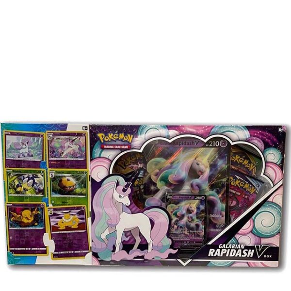 *** Pokémon GALARIAN RAPIDASH V Box + 6 Promo Cards + 4 TCG Booster Packs ***