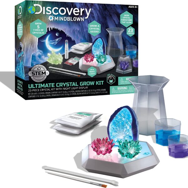 Discovery #MINDBLOWN Ultimate Crystal Growing Set, 23-Piece Kit with Nightlight Display