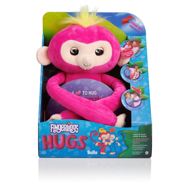 Fingerlings HUGS – Bella (Pink) – Interactive Plush Monkey